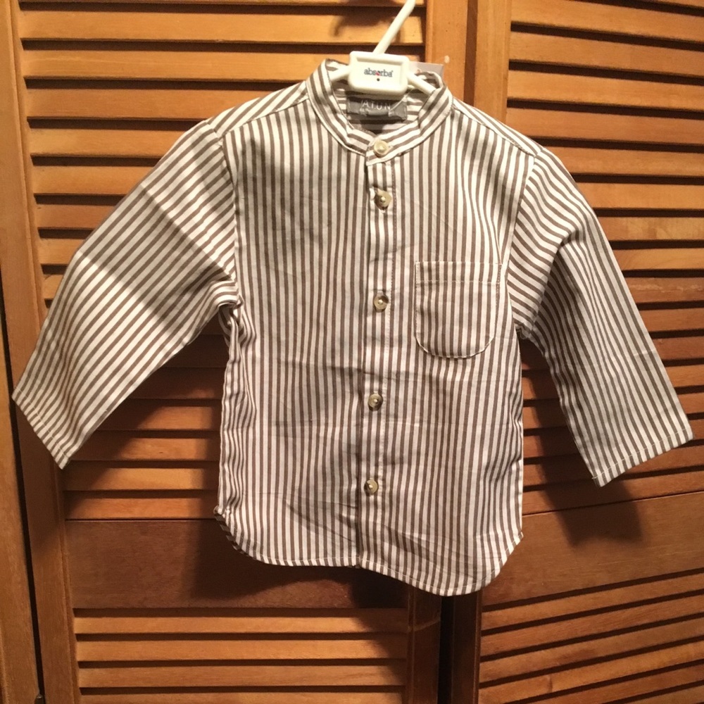 A.T.U.N. Brown & White Striped Shirt
